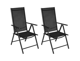 2 db fekete összecsukható alumínium és textilén kerti szék - utánvéttel vagy ingyenes szállítással
