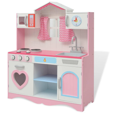 Fa játékkonyha 82 x 30 x 100 cm rózsaszín és fehér - utánvéttel vagy ingyenes szállítással