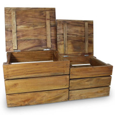 2-részes tömör újrahasznosított fa tárolóláda készlet - utánvéttel vagy ingyenes szállítással