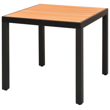 Barna alumínium és WPC kerti asztal 80 x 80 x 74 cm - utánvéttel vagy ingyenes szállítással