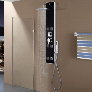 Fekete üveg zuhanypanel 18 x 42,1 x 120 cm - utánvéttel vagy ingyenes szállítással