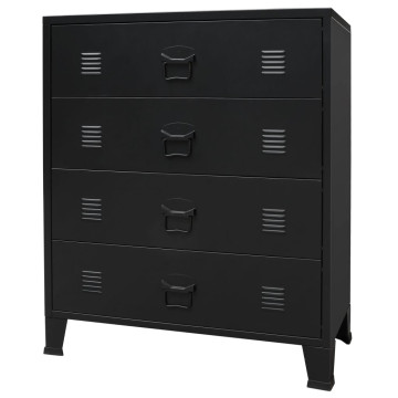 Ipari stílusú fekete fém fiókos szekrény 78 x 40 x 93 cm - utánvéttel vagy ingyenes szállítással