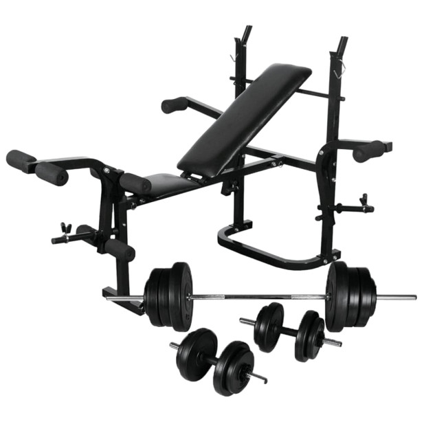 Súlyzópad állvánnyal/egykezes és kétkezes súlyzószettel 60,5 kg - utánvéttel vagy ingyenes szállítással