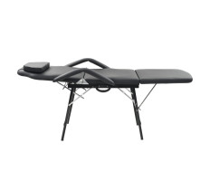 Hordozható fekete műbőr arckezelő szék 185 x 78 x 76 cm - utánvéttel vagy ingyenes szállítással