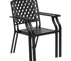 2 db fekete rakásolható acél kültéri szék - utánvéttel vagy ingyenes szállítással