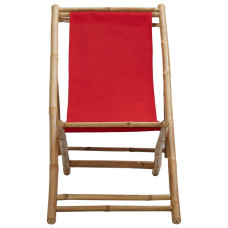 Piros bambusz és vászon napozószék - utánvéttel vagy ingyenes szállítással
