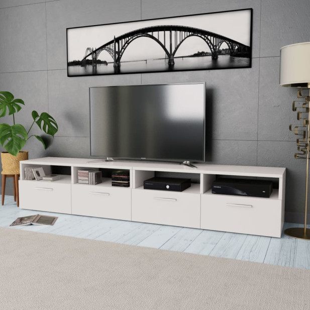2 db fehér faforgácslap TV szekrény 95 x 35 x 36 cm - utánvéttel vagy ingyenes szállítással