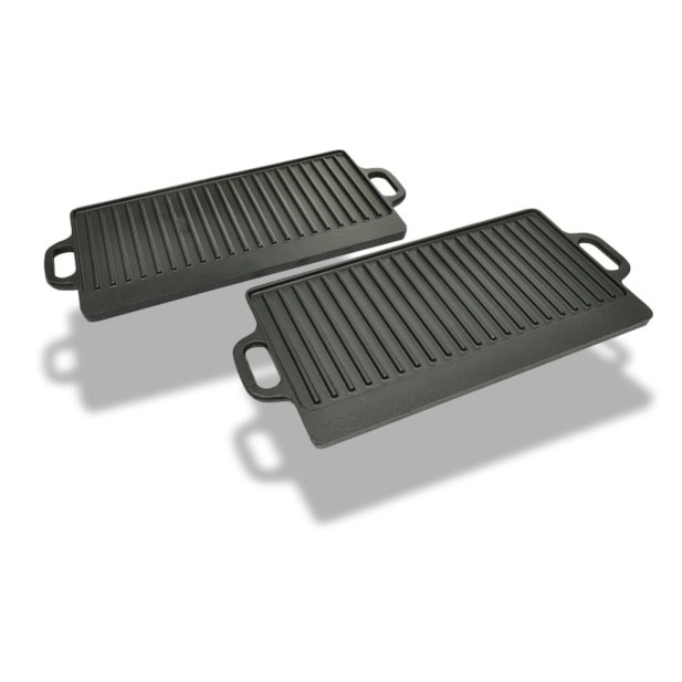 2 db megfordítható öntöttvas grilltálca 38 x 23 cm - utánvéttel vagy ingyenes szállítással