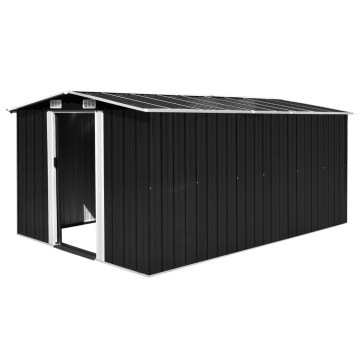 Antracitszürke fém kerti fészer 257 x 398 x 178 cm - utánvéttel vagy ingyenes szállítással