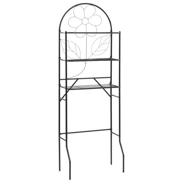 Fekete WC feletti tárolóállvány 60 x 33 x 174 cm - utánvéttel vagy ingyenes szállítással