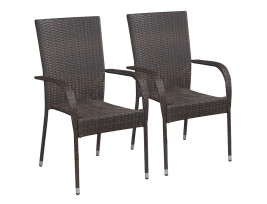 2 db barna rakásolható polyrattan kültéri szék - utánvéttel vagy ingyenes szállítással