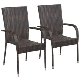 2 db barna rakásolható polyrattan kültéri szék - utánvéttel vagy ingyenes szállítással