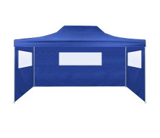 Kék összecsukható sátor 3 fallal, 3 x 4,5 méter - utánvéttel vagy ingyenes szállítással