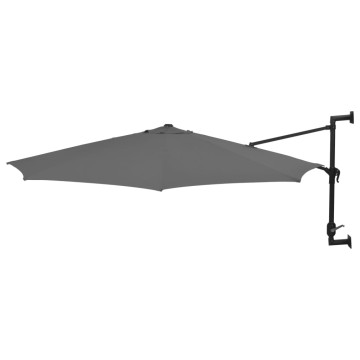 Antracitszürke falra szerelhető napernyő fémrúddal, 300 cm - utánvéttel vagy ingyenes szállítással