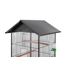Fekete acél madárkalitka tetővel 66 x 66 x 155 cm - utánvéttel vagy ingyenes szállítással