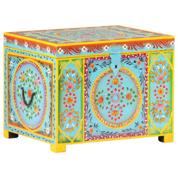 Kézzel festett tömör mangófa tárolóláda 50 x 40 x 40 cm - utánvéttel vagy ingyenes szállítással