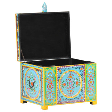 Kézzel festett tömör mangófa tárolóláda 50 x 40 x 40 cm - utánvéttel vagy ingyenes szállítással