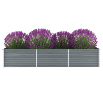 Szürke horganyzott acél kerti virágtartó 240 x 80 x 45 cm - utánvéttel vagy ingyenes szállítással