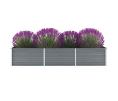 Szürke horganyzott acél kerti virágtartó 240 x 80 x 45 cm - utánvéttel vagy ingyenes szállítással