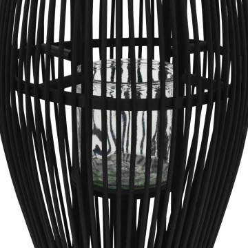 Fekete bambusz függő gyertyatartó lámpás, 95 cm - utánvéttel vagy ingyenes szállítással