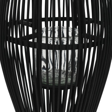 Fekete bambusz függő gyertyatartó lámpás, 60 cm - utánvéttel vagy ingyenes szállítással