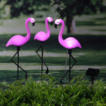 HI 3 db flamingó alakú napelemes LED-es kerti kitűzőkaró - utánvéttel vagy ingyenes szállítással