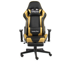 Aranyszínű PVC forgó gamer szék lábtartóval - utánvéttel vagy ingyenes szállítással
