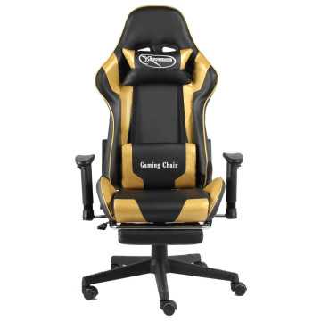 Aranyszínű PVC forgó gamer szék lábtartóval - utánvéttel vagy ingyenes szállítással