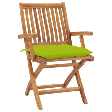 2 db tömör tíkfa kerti szék élénkzöld párnával - utánvéttel vagy ingyenes szállítással