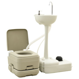 Szürke hordozható kemping-WC 10+10 L és kézmosóállvány 20 L - utánvéttel vagy ingyenes szállítással