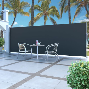 Fekete behúzható oldalsó napellenző 160 x 500 cm - utánvéttel vagy ingyenes szállítással