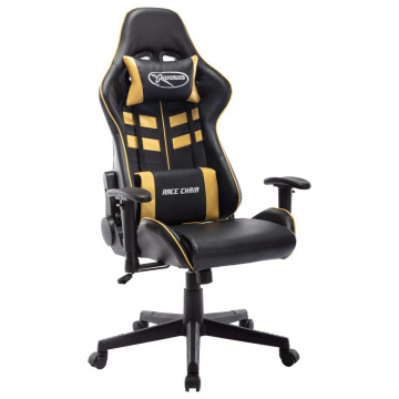 Fekete és arany színű műbőr gamer szék - utánvéttel vagy ingyenes szállítással