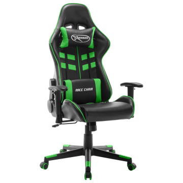 Fekete és zöld műbőr gamer szék - utánvéttel vagy ingyenes szállítással