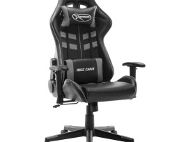Fekete és szürke műbőr gamer szék - utánvéttel vagy ingyenes szállítással