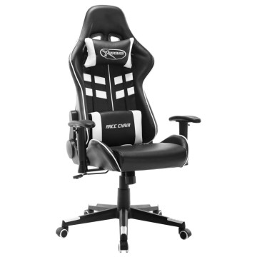 Fekete és fehér műbőr gamer szék - utánvéttel vagy ingyenes szállítással
