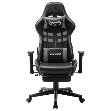 Fekete és szürke műbőr gamer szék lábtámasszal - utánvéttel vagy ingyenes szállítással