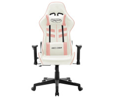 Fehér és rózsaszín műbőr gamer szék - utánvéttel vagy ingyenes szállítással