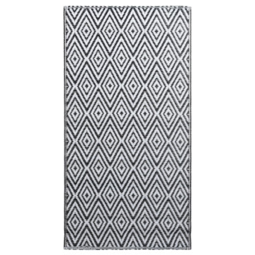 Fekete-fehér ARAKIL PP kültéri szőnyeg 80 x 150 cm - utánvéttel vagy ingyenes szállítással