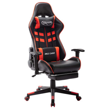 Fekete és piros műbőr gamer szék lábtámasszal - utánvéttel vagy ingyenes szállítással