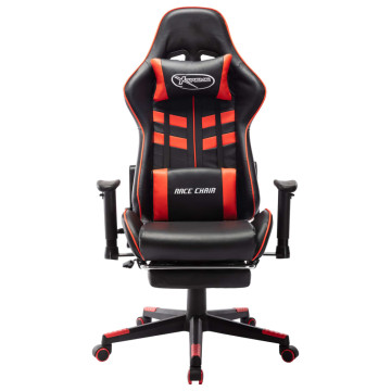 Fekete és piros műbőr gamer szék lábtámasszal - utánvéttel vagy ingyenes szállítással