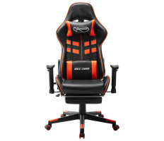 Fekete és narancssárga műbőr gamer szék lábtámasszal - utánvéttel vagy ingyenes szállítással