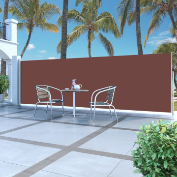 Barna behúzható oldalsó napellenző 160 x 500 cm - utánvéttel vagy ingyenes szállítással