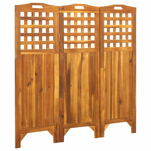 3 paneles tömör akácfa térelválasztó 121 x 2 x 120 cm - utánvéttel vagy ingyenes szállítással