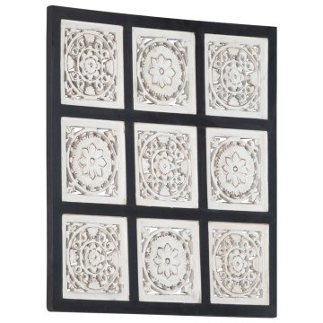 Fekete és fehér kézzel faragott fali panel MDF 60 x 60 x 1,5 cm - utánvéttel vagy ingyenes szállítással