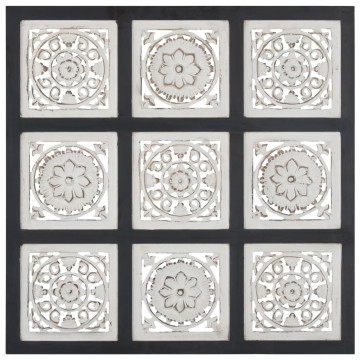 Fekete és fehér kézzel faragott fali panel MDF 60 x 60 x 1,5 cm - utánvéttel vagy ingyenes szállítással