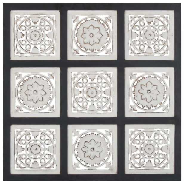 Fekete és fehér kézzel faragott fali panel MDF 60 x 60 x 1,5 cm - utánvéttel vagy ingyenes szállítással