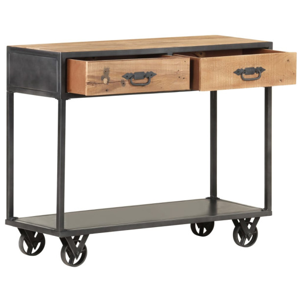 Tömör nyers újrahasznosított fa tálalóasztal 90 x 35 x 74 cm - utánvéttel vagy ingyenes szállítással