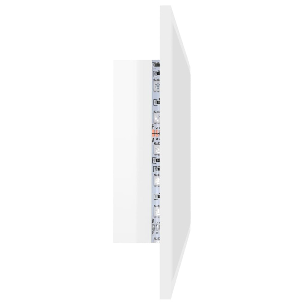 Magasfényű fehér LED-es forgácslap fürdőszobatükör 80x8,5x37 cm - utánvéttel vagy ingyenes szállítással
