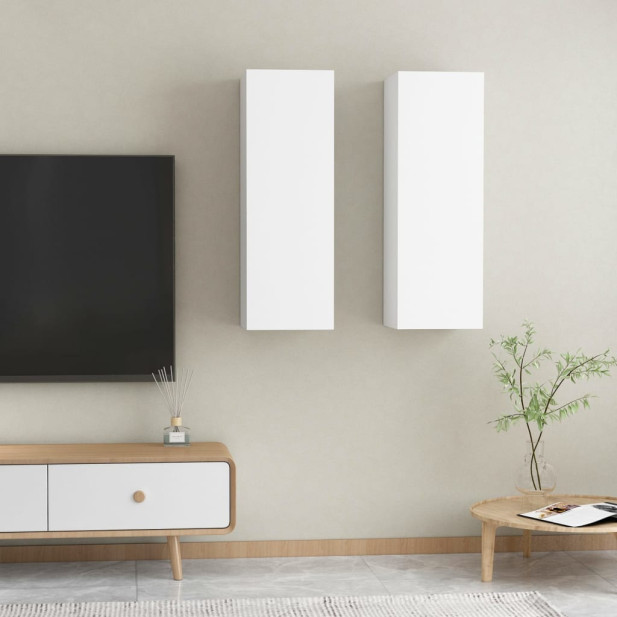 2 db fehér szerelt fa TV-szekrény 30,5 x 30 x 90 cm - utánvéttel vagy ingyenes szállítással