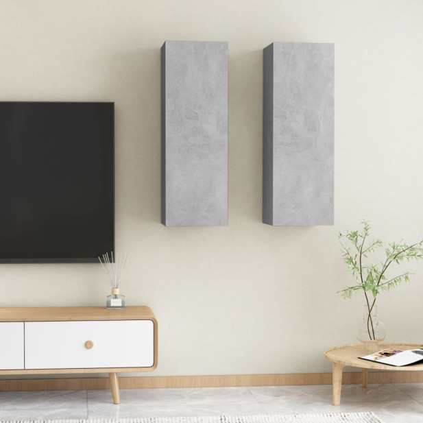 2 db betonszürke szerelt fa TV-szekrény 30,5 x 30 x 90 cm - utánvéttel vagy ingyenes szállítással